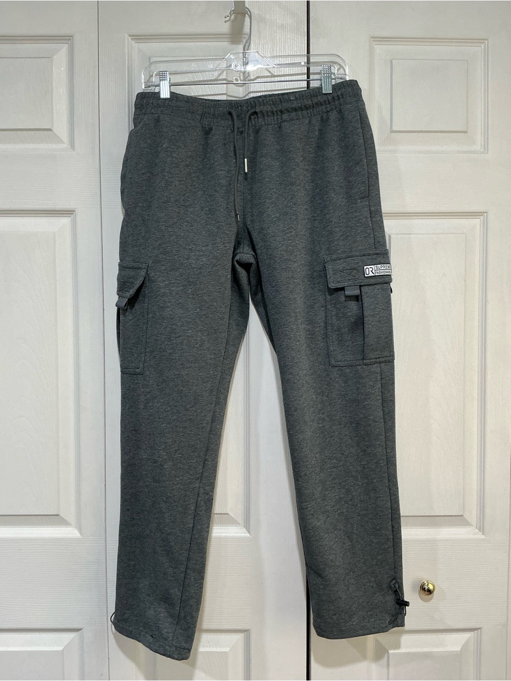 🤎 Hungson Men’s Gray Cargo Sweatpants with Side Pockets - Size 34